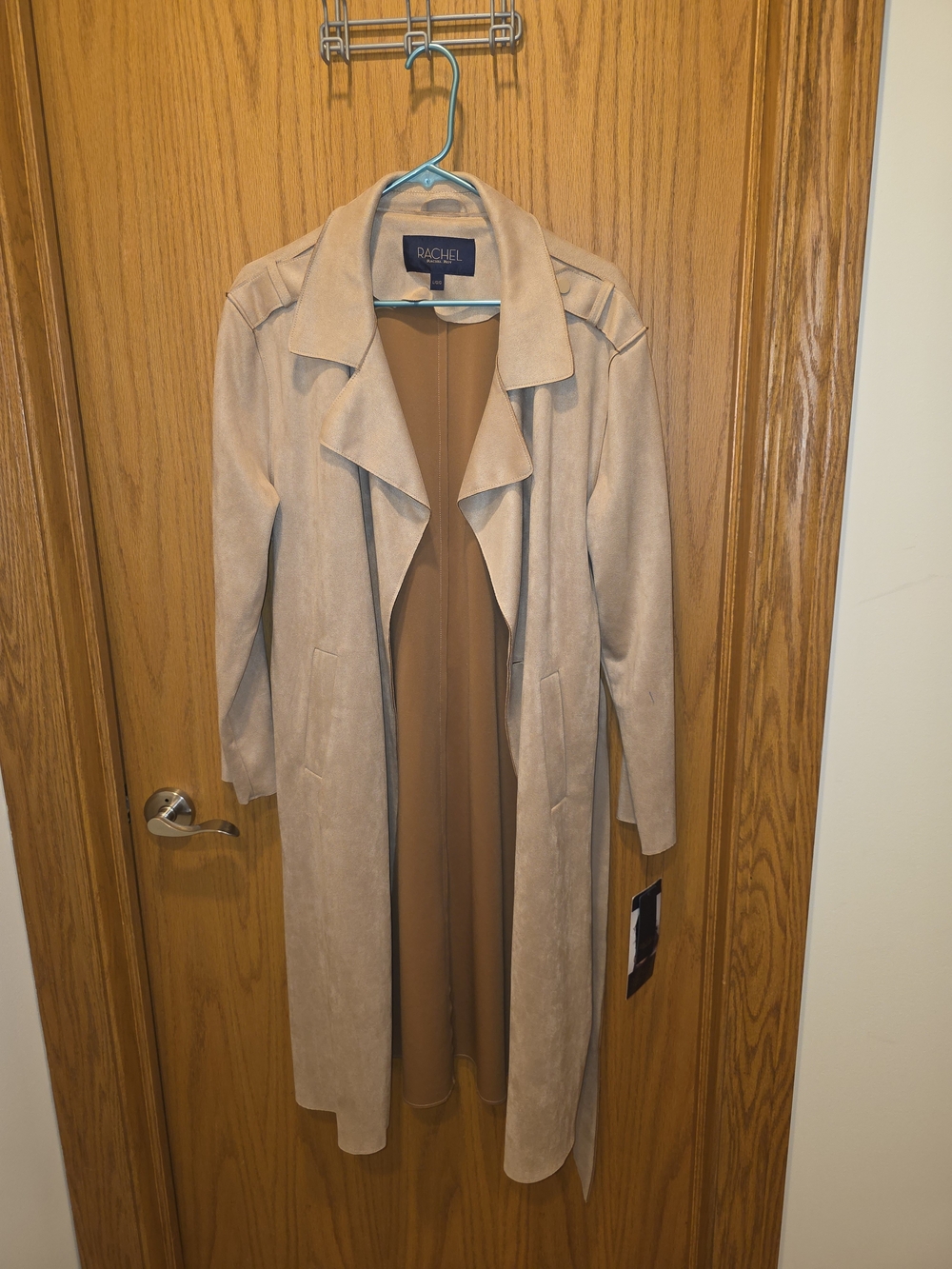 RACHEL Rachel Roy Taupe Open-Front Long Trench Coat